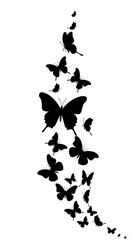 Silhouette Butterfly Dance: Elegant Black Ink Art