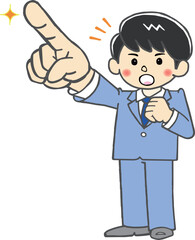 ガッツポーズで指差して叫ぶビジネスマン