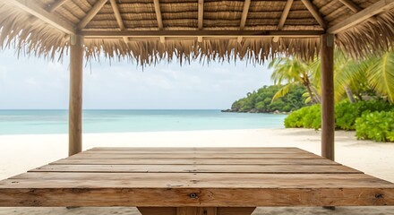 Beachfront Serenity: Tropical View from a Thatch Hut