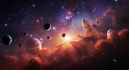 Fototapeta premium Cosmic Dawn: Nebula's Embrace