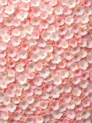 Close-up of a wall covered in pink and white flowers