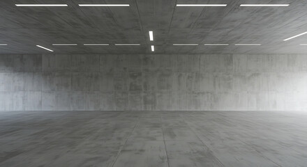 Modern Concrete Room Interior, Empty Space, Minimalist Design