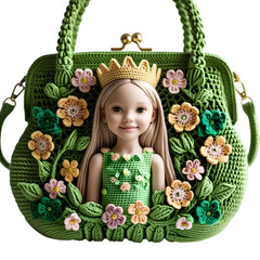 Handmade Crocheted Bag Featuring Princess Girl Motif