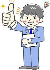 GOOD！ですと親指を出す笑顔の男性会社員