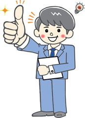 GOOD！ですと親指を出す笑顔の男性会社員