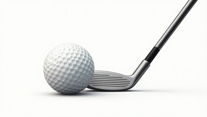 Golf Ball and Club on White Background – High-Resolution Stock Photo