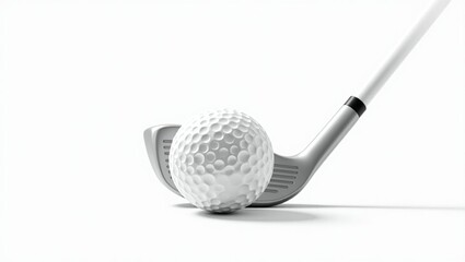 Golf Ball and Club on White Background – High-Resolution Stock Photo
