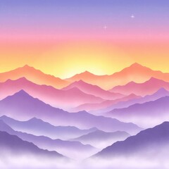 Obraz premium Pastel Mountain Sunrise Misty Peaks and Vibrant Colors
