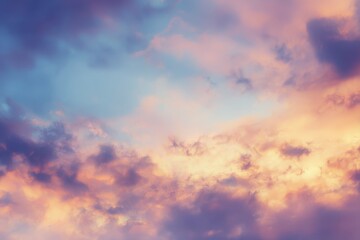 Fototapeta premium Beautiful cloudy sky at sunset, banner design