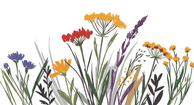 Wildflower Meadow: A Vibrant Impressionistic Floral Illustration - Powered by Adobe