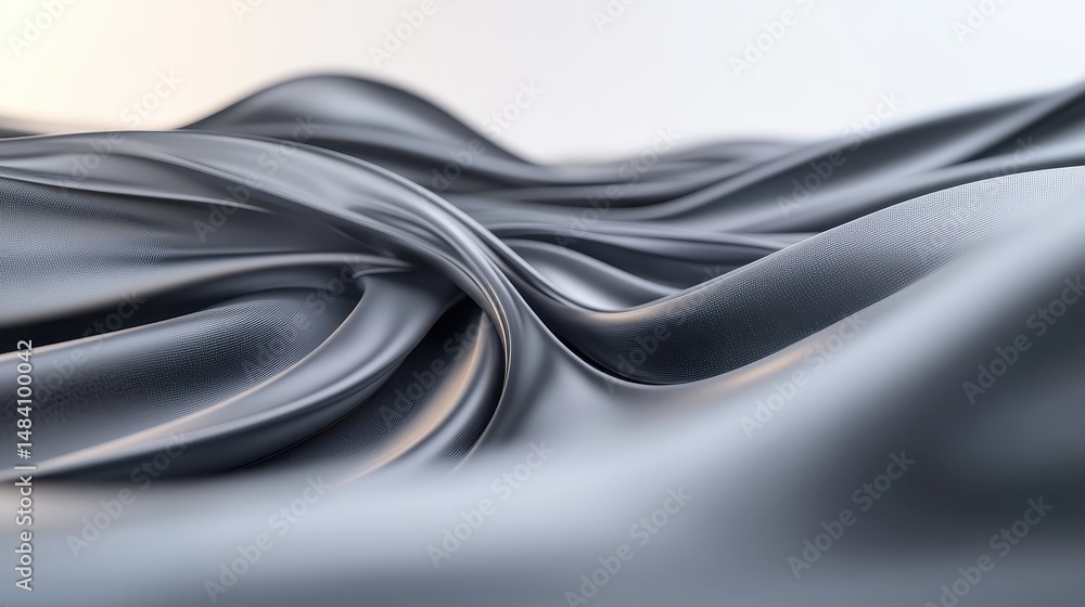 Poster abstract gray fabric drape smooth waves luxurious textile elegant swirls soft curves 3d render