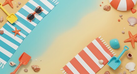 Summer Beach Bliss: Pastel 3D Render
