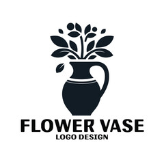 Flower Vase Vector Logo Design