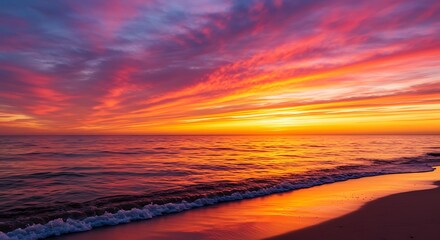 Fiery Sunset Seascape: Nature's Canvas
