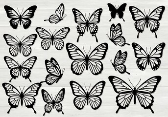 Naklejka premium Elegant Black Butterfly Silhouette Collection