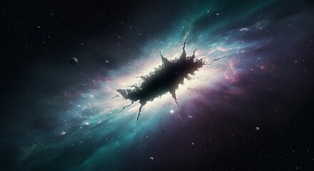 Cosmic Fracture: A 3D Render of Interstellar Decay