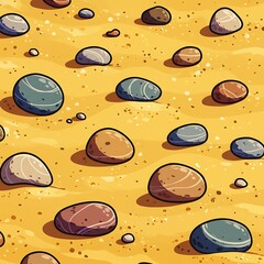 Smooth Stones, Golden Sand: A Cartoon Illustration