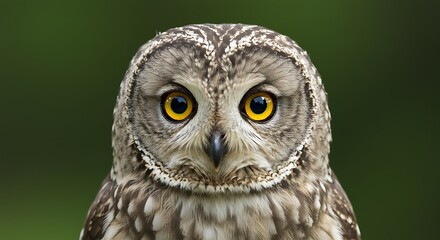 Intense Gaze: A Ural Owl's Emerald-Green Portrait