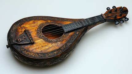 Ornate Antique Wooden Stringed Instrument