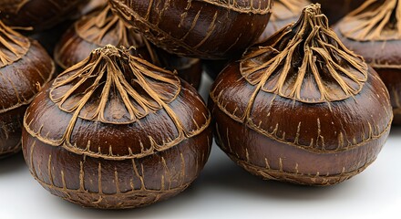 Close-up of Roasted Water Chestnuts, Autumn Harvest
