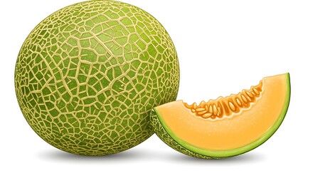 Juicy Honeydew Melon: A Vibrant Digital Illustration