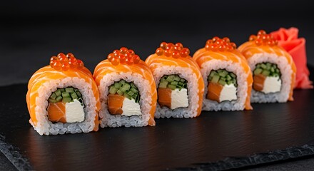 Salmon Sushi Delight: Rich Colors, Exquisite Detail