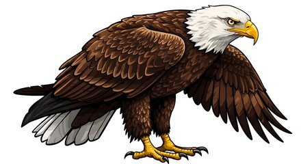 Majestic Bald Eagle: A Detailed Vector Illustration in Browns and Whites