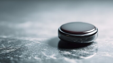 Minimal close-up of a single round button placed on smooth surface with soft overhead lighting and shallow blurred background, highlighting texture, shape, and elegant simplicity in design