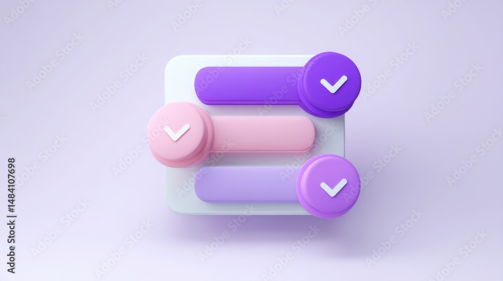 Poster conceptual illustration of okr sync with an icon representing the verification of goals versus tasks