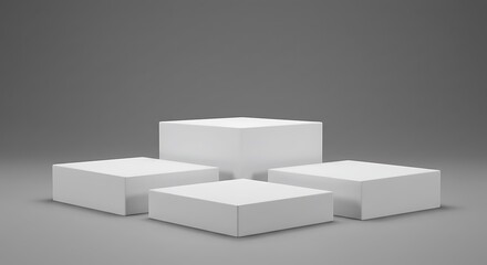 Serene Minimalism: White Cubes in Grayscale Depth