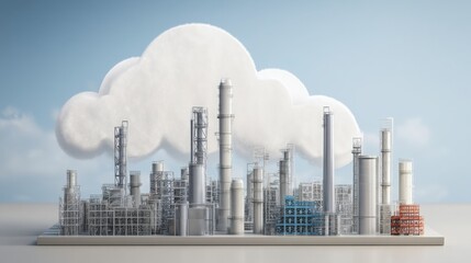 Obraz premium Innovative cloud-based industrial output tracker icon concept for monitoring production metrics and performance analytics