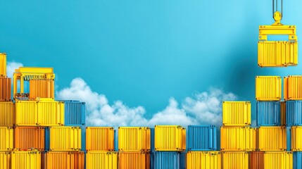 Cloud-fueled logistics economy icon concept representing transportation and distribution in modern economic framework