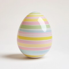 Striped easter egg decoration on a white background