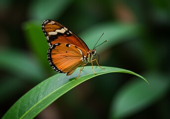 Rustic Orange Butterfly: Jewel of the Green AI Generated