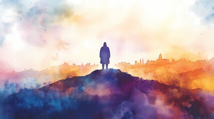 jesus standing hill overlooking jerusalem