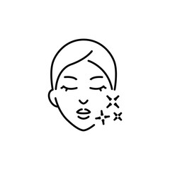 Skin care icon. Simple outline style. Face, beauty, health, woman, healthy, mask, clean, fresh, girl, acne, cleansing concept. Vector illustration isolated.