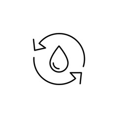 Liquid recycle icon. Simple outline style. Blood, refill, arrow, water, aqua, environment, cycle, eco concept. Vector illustration isolated.