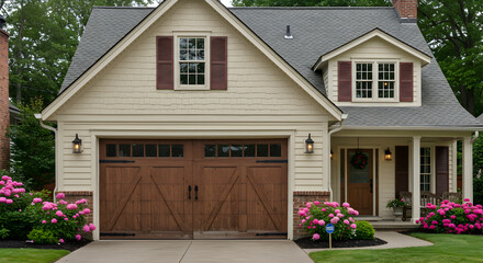 Obraz premium Charming Suburban Home With Beautiful Landscaping And Inviting Curb Appeal