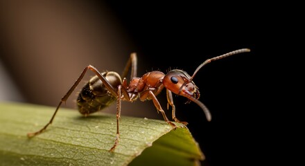 Red Ant on a Blade of Grass: A Moment of Macro Wonder