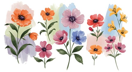 Vibrant Watercolor Floral Arrangement: A Romantic Spring Bouquet