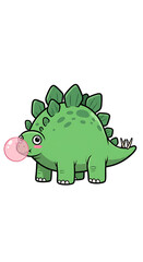 Fototapeta premium Cute Stegosaurus Blowing Bubble Gum