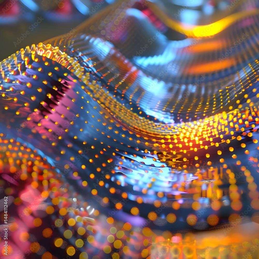 Poster the mesmerizing micro-texture of a vibrant, interconnected digital neural network.