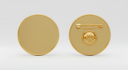 Golden Lapel Pin Mockup Realistic 3D Render