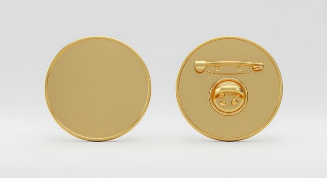 Golden Lapel Pin Mockup Realistic 3D Render