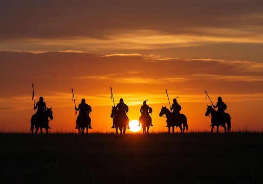 Sunset Riders: Fiery Silhouette at Day's End