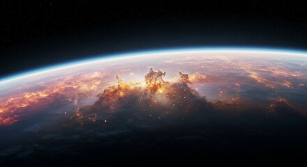 Cosmic Inferno: Earth's Fiery Embrace