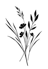 Elegant Black Ink Floral Illustration: Minimalist Botanical Art