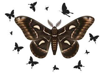 Elegant Moth: Dark Wings, Silhouettes Dance