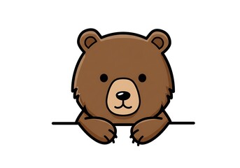 Adorable Brown Bear Cub Peek-a-Boo Cartoon