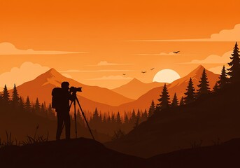 Sunset Silhouette: Photographer's Mountain Majesty